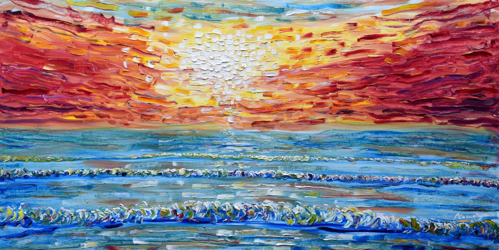 Croyde Beach Sunset Painting