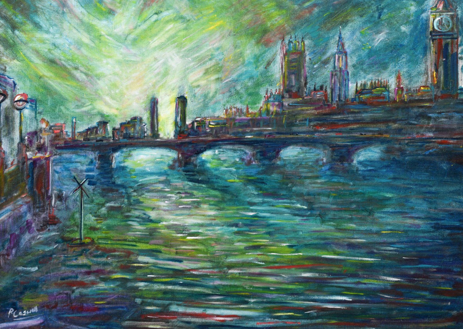 London Sunset Painting River Thames