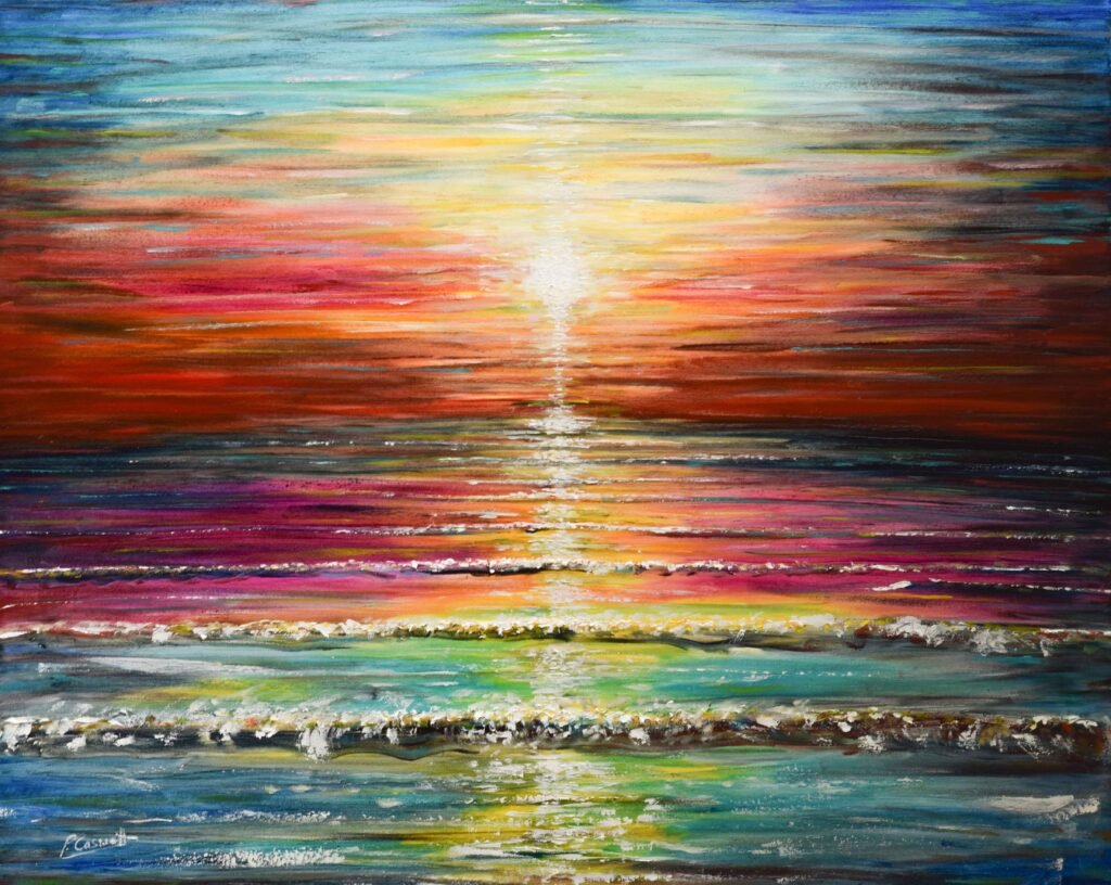 Sunset paintings of the ocean