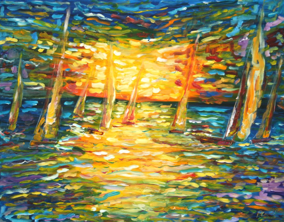 Sunset Paintings Sailing Yachts for sale