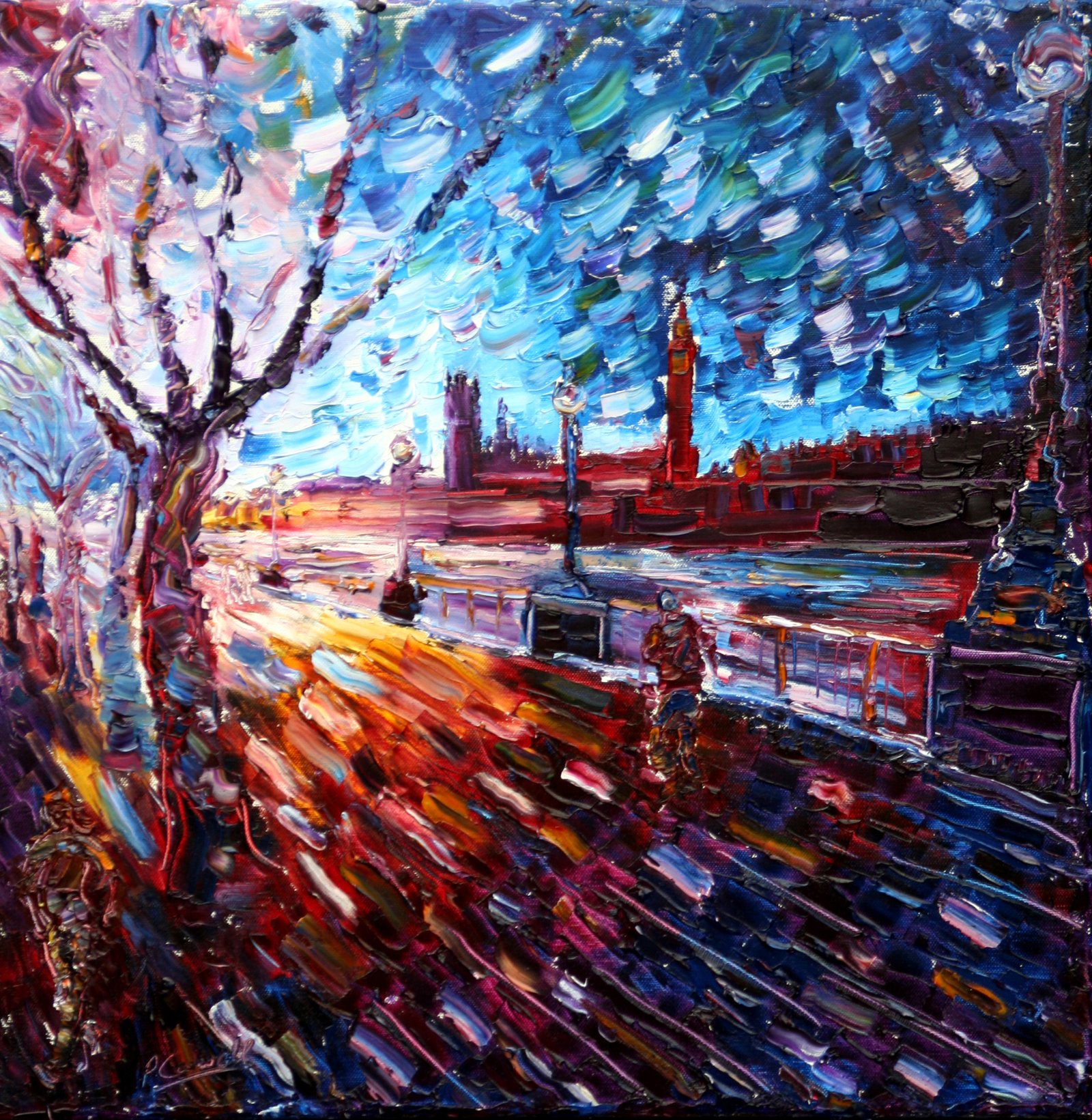 London Sunset Painting Westminster