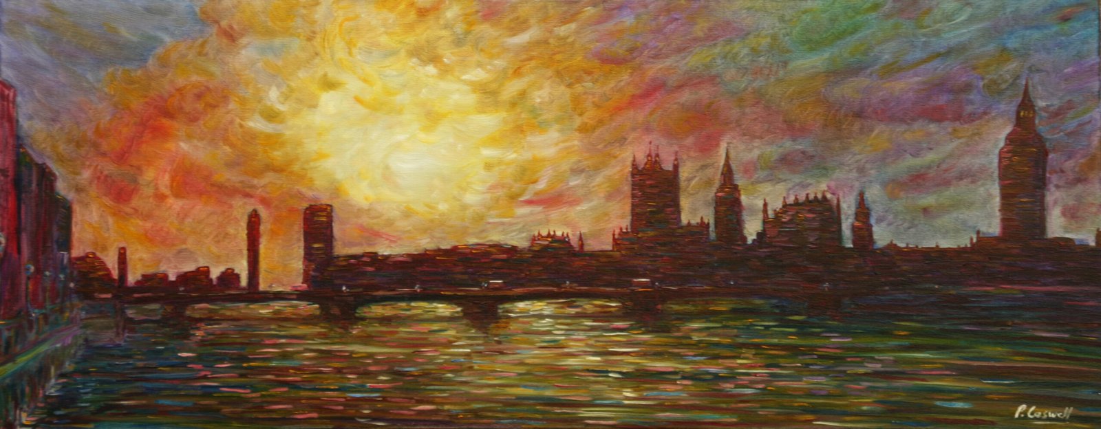 London Sunset Painting Westminster